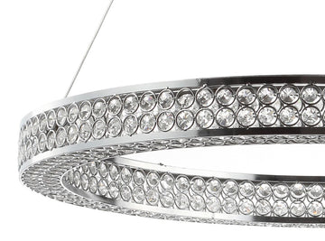 Benton 24.7" Round Integrated LED Crystal/Metal Pendant - JONATHAN Y